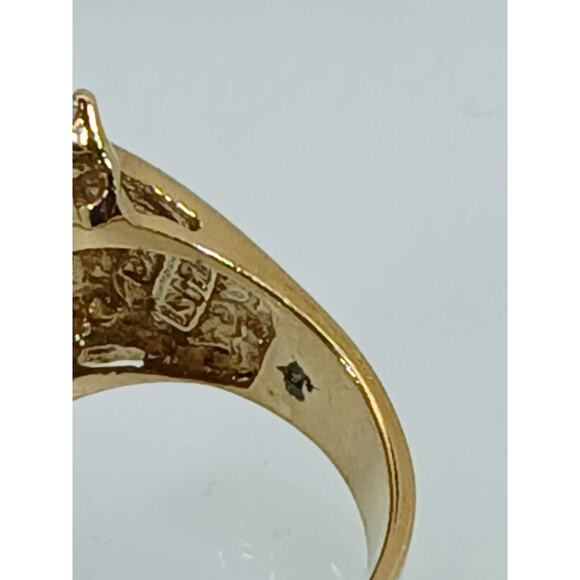 Vintage 1990's Gold Sterling Silver Sim Diamond CZ Cluster Cocktail Ring Size 7 - Picture 5 of 10